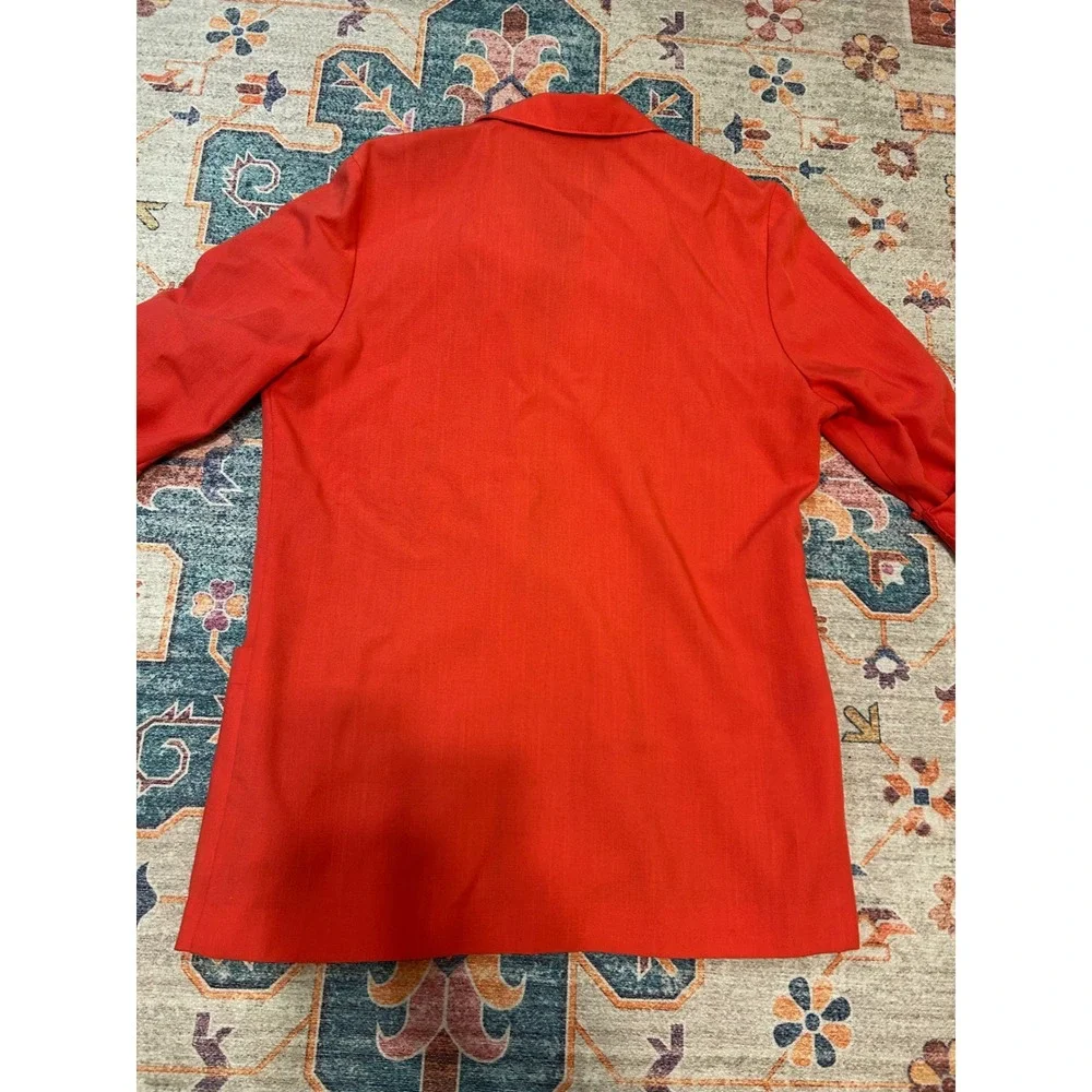 90s 80s coral oversized blazer‎ 3/4 sleeves powersuit gold button crest pocket